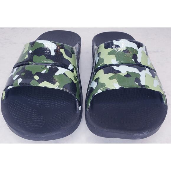 OOFOS Ooahh Green Camo Unisex Slides Sandals Men's US 8/ Wms. US 10/ EUR 41 - Picture 7 of 12